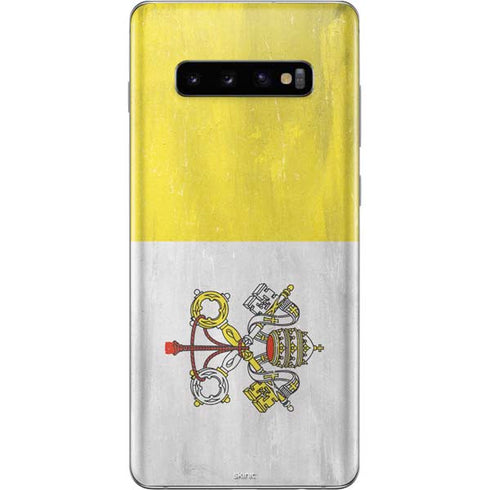Vatican City Flag Distressed Galaxy S10 Plus Skin